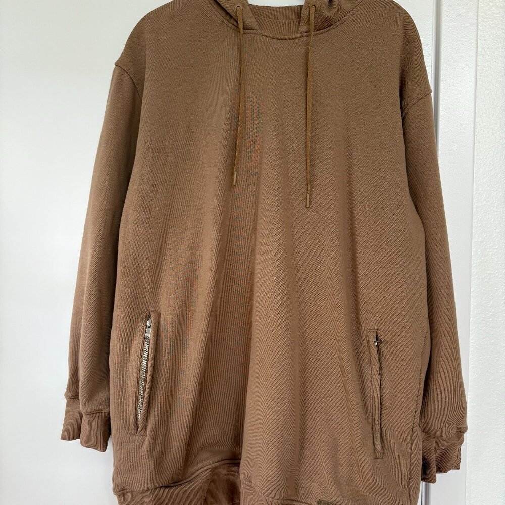 3.1 Phillip Lim Drawstring-Hood Sweatshirt Dress in‎ Tan, Size Medium